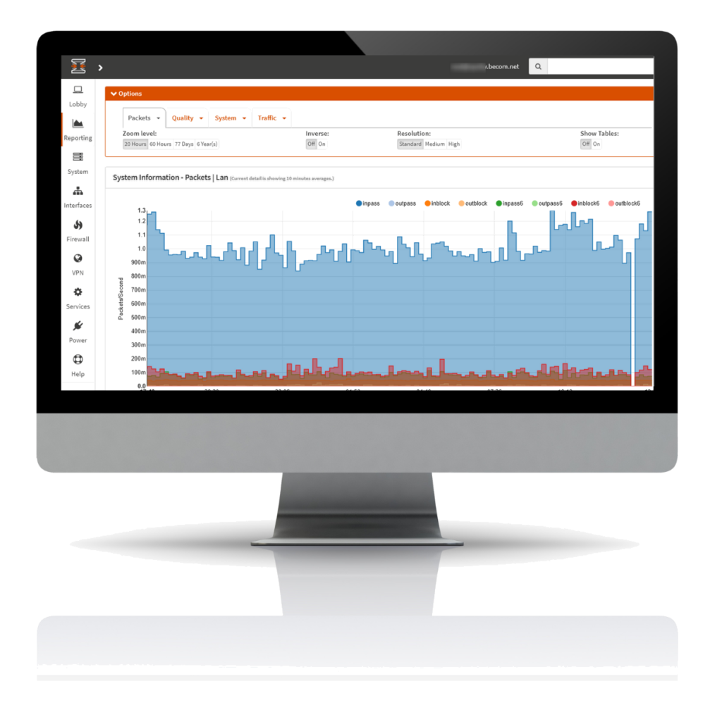 Reporting Interface der Security Lösung OPNsense