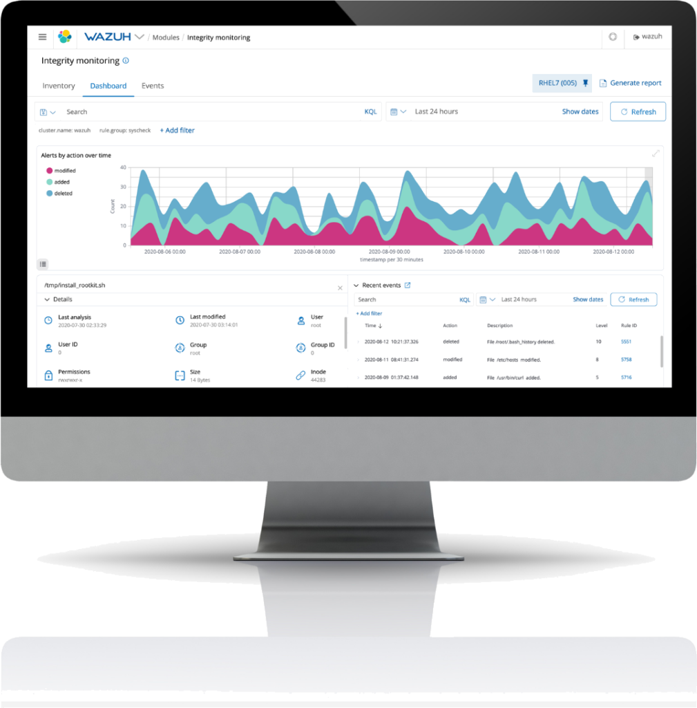 Wazuh Dashboard - Überwachung Datenintegrität